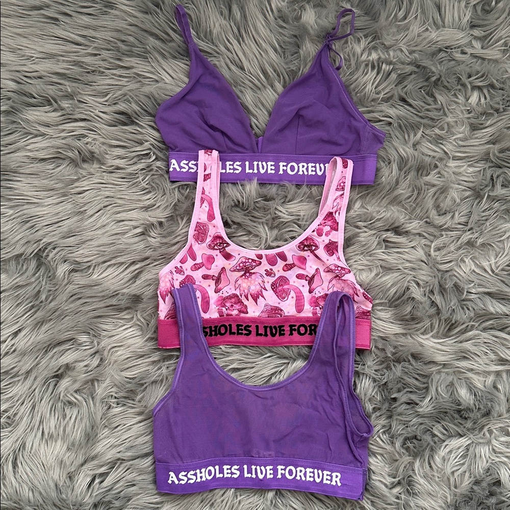 Assholes Live Forever - Rave Bra - Purple and Pink Bra Set - S